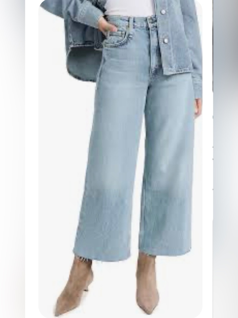 Rag & Bone Jeans Denim 25 Blue VTG Wash Sofie High-Rise Ultra Wide Ankle Raw Hem